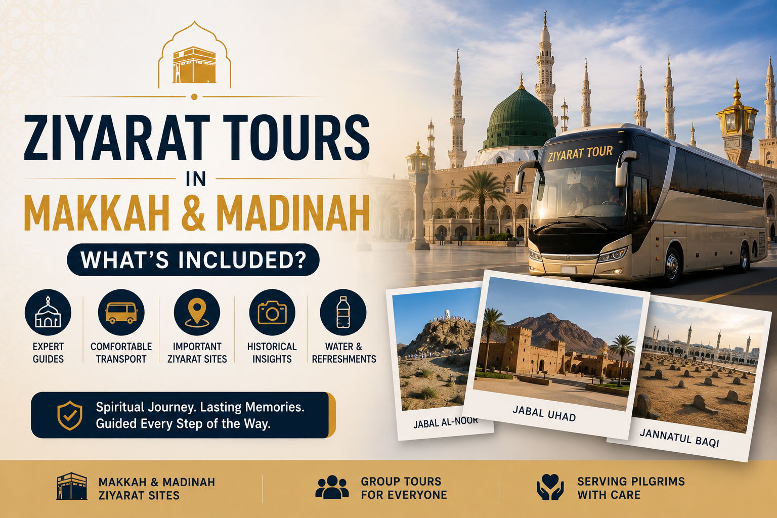 Pilgrims visiting Islamic holy sites during Ziyarat tour in Makkah and Madinah
