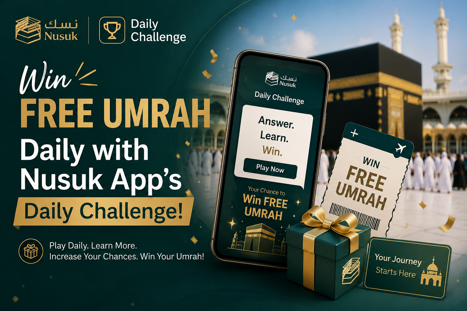 Win FREE UMRAH Daily with Nusuk App’s Daily Challenge