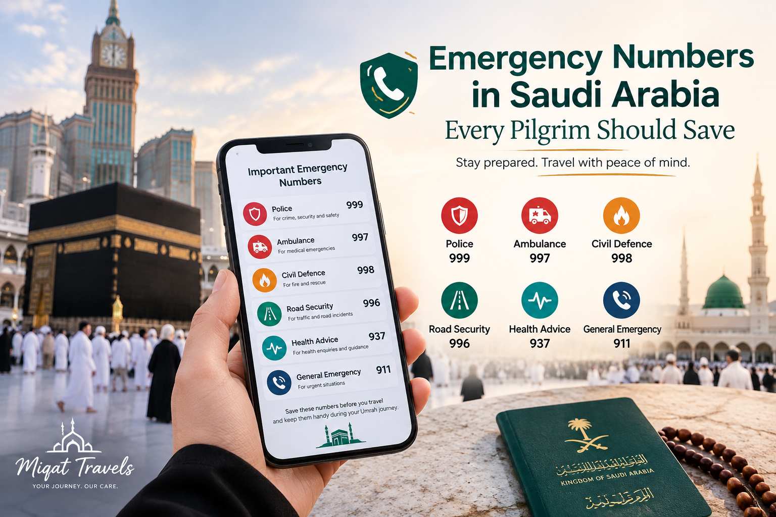 Emergency numbers in Saudi Arabia every Umrah pilgrim should save