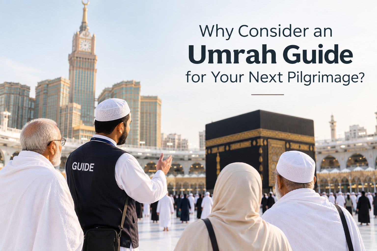 Personal Umrah guide assisting a pilgrim with Umrah rituals in Makkah
